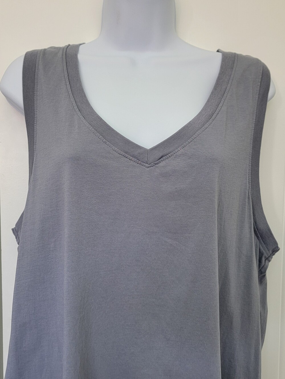 Pact Softspun Tank Dress Organic Cotton Large Gray V Neck Minimalist Comfortable - Picture 4 of 11